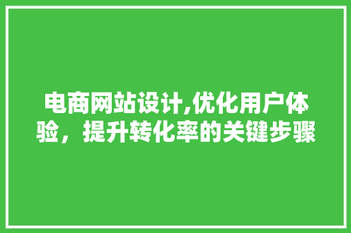 电商网站设计,优化用户体验，提升转化率的关键步骤