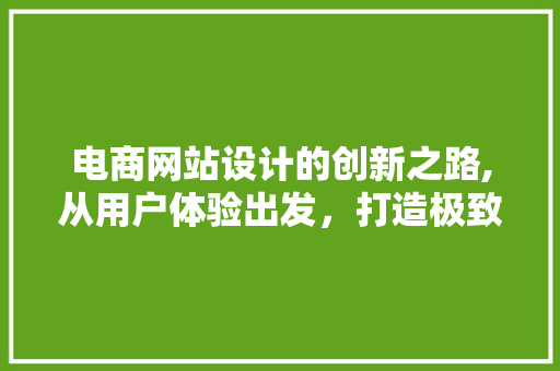 电商网站设计的创新之路,从用户体验出发，打造极致购物体验