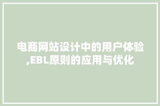 电商网站设计中的用户体验,EBL原则的应用与优化