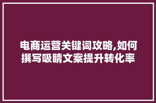 电商运营关键词攻略,如何撰写吸睛文案提升转化率