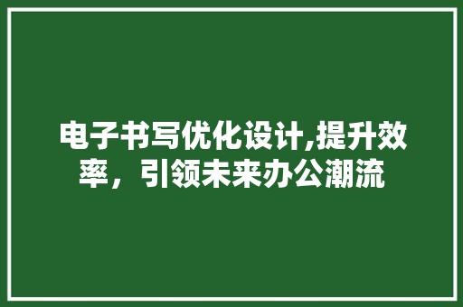 电子书写优化设计,提升效率，引领未来办公潮流