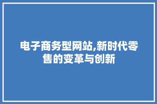 电子商务型网站,新时代零售的变革与创新