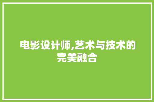 电影设计师,艺术与技术的完美融合