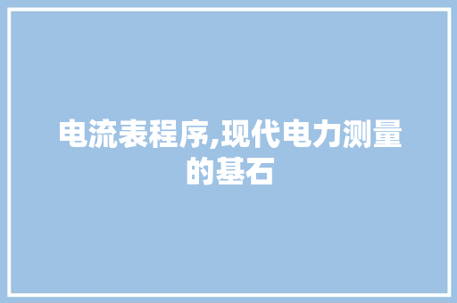 电流表程序,现代电力测量的基石 电流表程序,现代电力测量的基石 SEO关键词