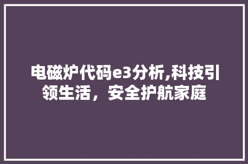 电磁炉代码e3分析,科技引领生活，安全护航家庭 电磁炉代码e3分析,科技引领生活，安全护航家庭 搜狗SEO
