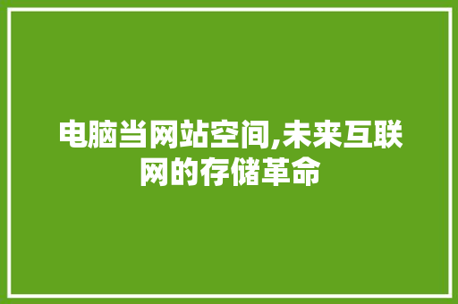 电脑当网站空间,未来互联网的存储革命