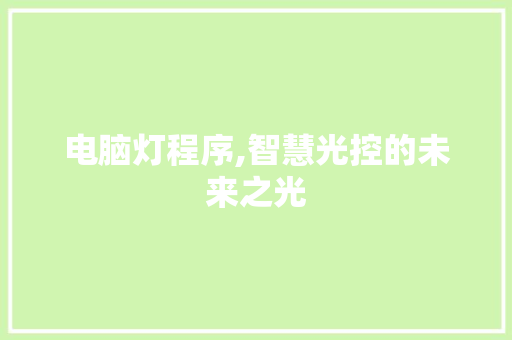 电脑灯程序,智慧光控的未来之光