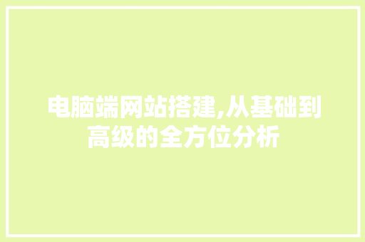 电脑端网站搭建,从基础到高级的全方位分析