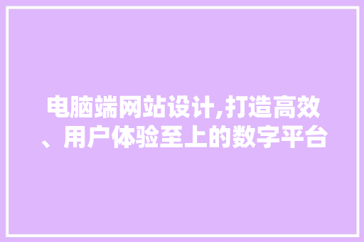 电脑端网站设计,打造高效、用户体验至上的数字平台