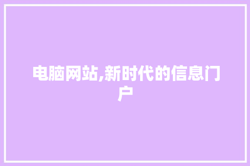 电脑网站,新时代的信息门户