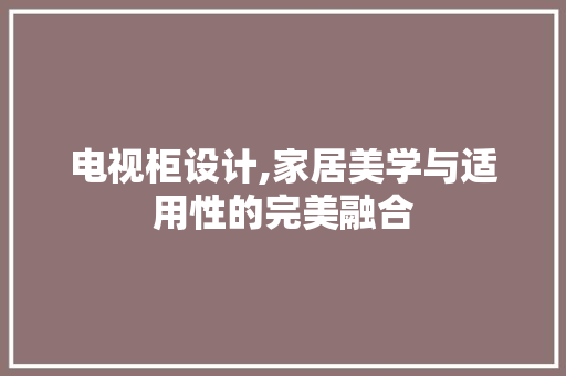 电视柜设计,家居美学与适用性的完美融合