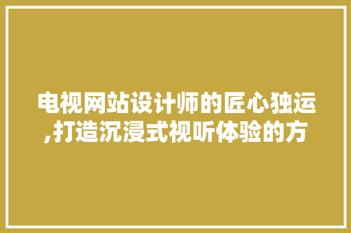 电视网站设计师的匠心独运,打造沉浸式视听体验的方法分析