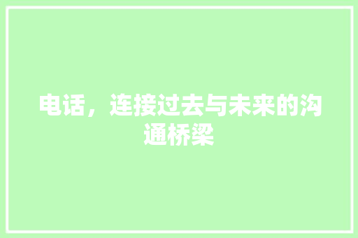电话，连接过去与未来的沟通桥梁