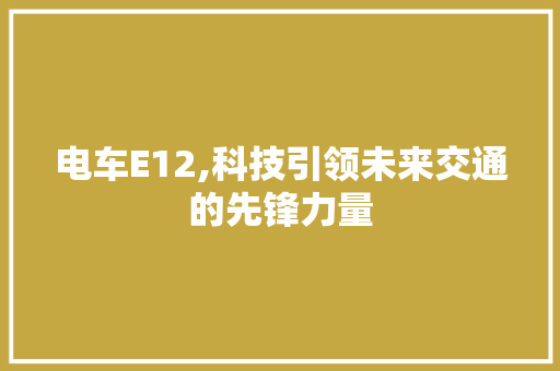 电车E12,科技引领未来交通的先锋力量