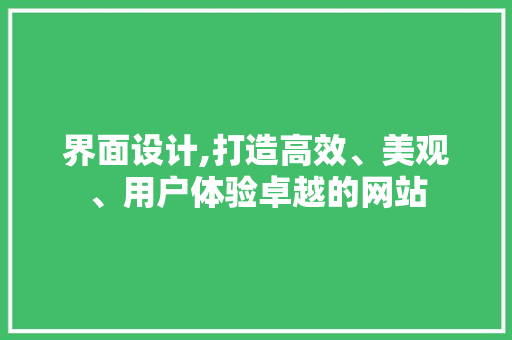 界面设计,打造高效、美观、用户体验卓越的网站