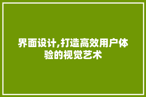 界面设计,打造高效用户体验的视觉艺术