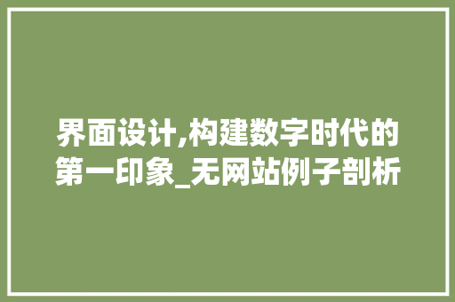 界面设计,构建数字时代的第一印象_无网站例子剖析