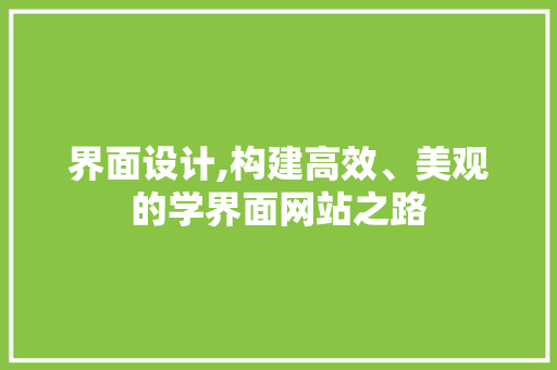 界面设计,构建高效、美观的学界面网站之路