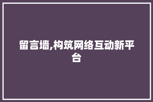 留言墙,构筑网络互动新平台