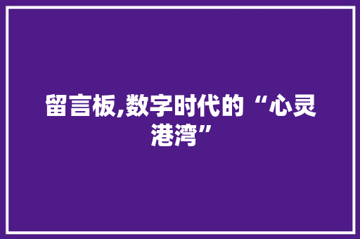 留言板,数字时代的“心灵港湾”