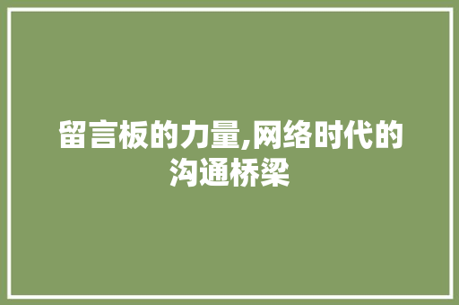 留言板的力量,网络时代的沟通桥梁