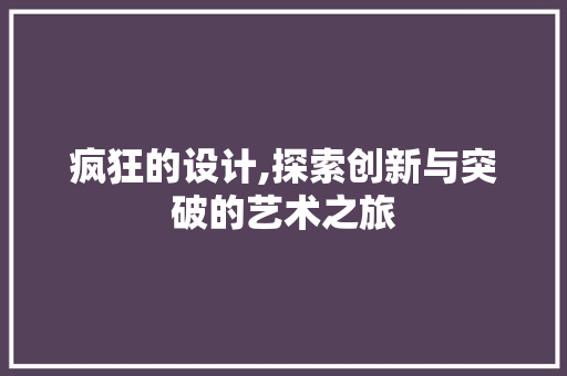 疯狂的设计,探索创新与突破的艺术之旅