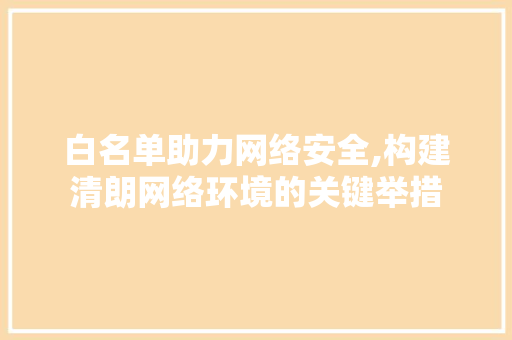 白名单助力网络安全,构建清朗网络环境的关键举措