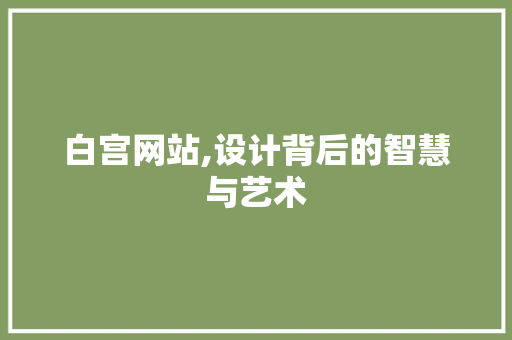 白宫网站,设计背后的智慧与艺术