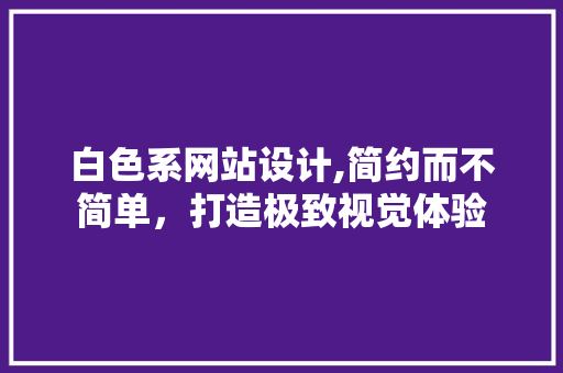 白色系网站设计,简约而不简单，打造极致视觉体验
