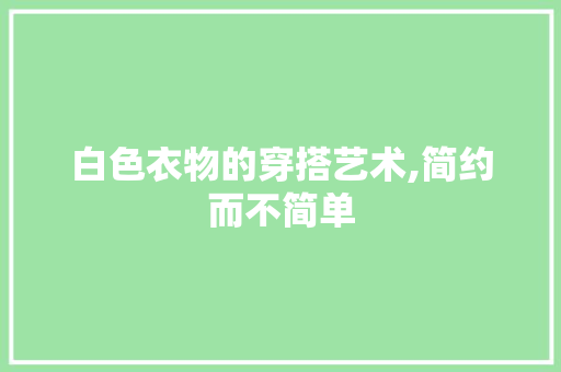白色衣物的穿搭艺术,简约而不简单