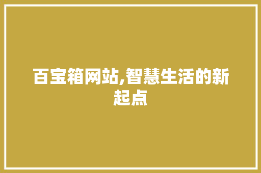 百宝箱网站,智慧生活的新起点