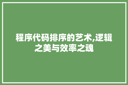 程序代码排序的艺术,逻辑之美与效率之魂