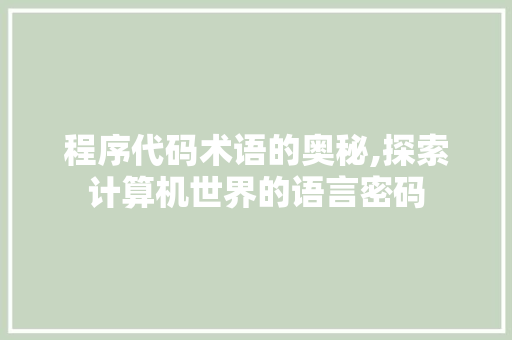 程序代码术语的奥秘,探索计算机世界的语言密码 程序代码术语的奥秘,探索计算机世界的语言密码 百度SEO