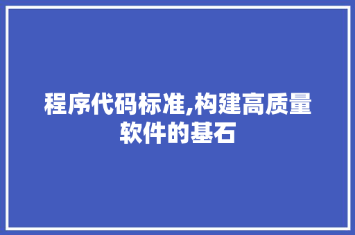 程序代码标准,构建高质量软件的基石