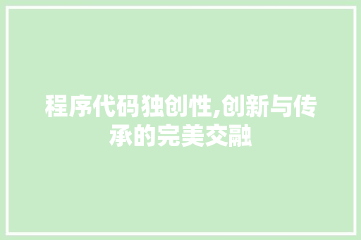 程序代码独创性,创新与传承的完美交融
