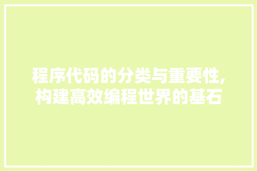 程序代码的分类与重要性,构建高效编程世界的基石