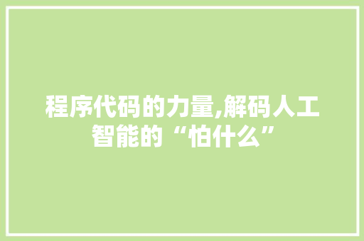 程序代码的力量,解码人工智能的“怕什么”