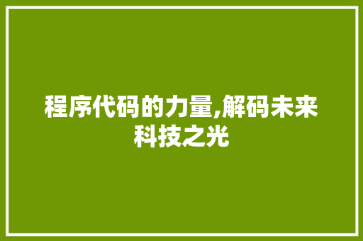 程序代码的力量,解码未来科技之光