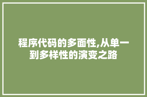 程序代码的多面性,从单一到多样性的演变之路