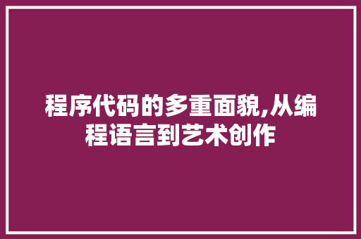 程序代码的多重面貌,从编程语言到艺术创作