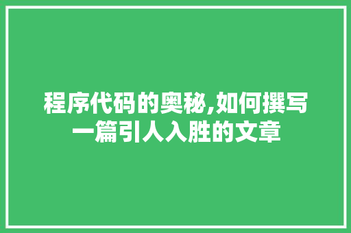 程序代码的奥秘,如何撰写一篇引人入胜的文章