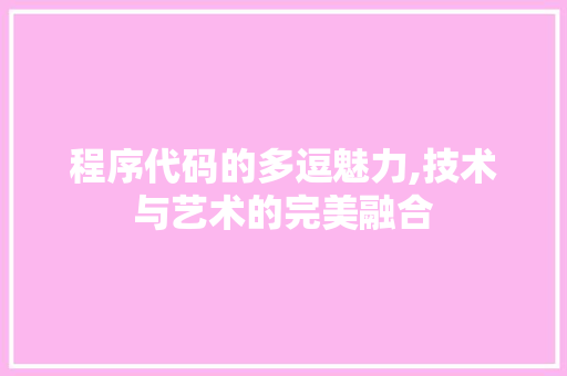 程序代码的多逗魅力,技术与艺术的完美融合