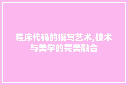 程序代码的撰写艺术,技术与美学的完美融合
