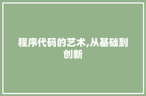 程序代码的艺术,从基础到创新 程序代码的艺术,从基础到创新 必应SEO