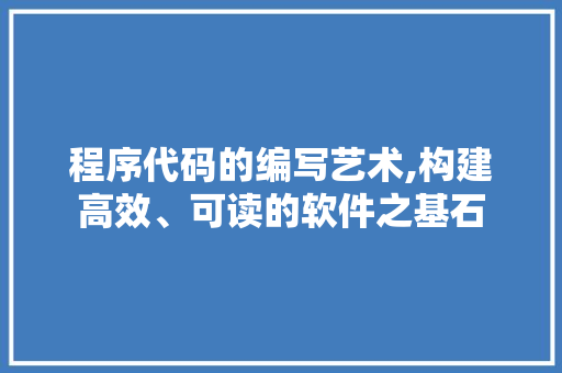 程序代码的编写艺术,构建高效、可读的软件之基石