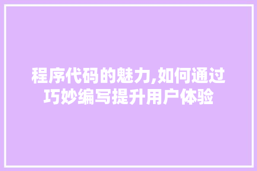 程序代码的魅力,如何通过巧妙编写提升用户体验