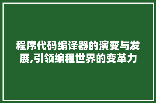 程序代码编译器的演变与发展,引领编程世界的变革力量