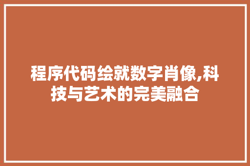 程序代码绘就数字肖像,科技与艺术的完美融合 程序代码绘就数字肖像,科技与艺术的完美融合 神马SEO