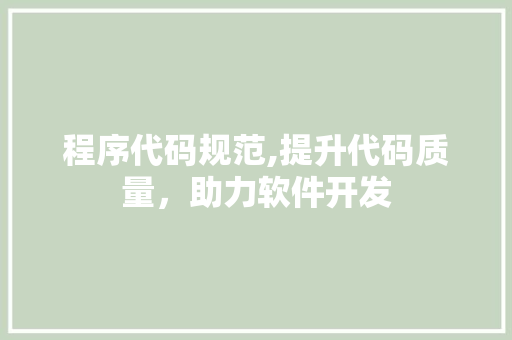 程序代码规范,提升代码质量，助力软件开发 程序代码规范,提升代码质量，助力软件开发 神马SEO
