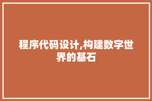 程序代码设计,构建数字世界的基石